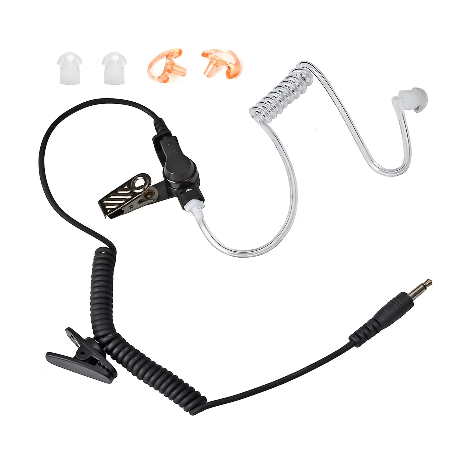 YNIBST 3.5mm Receiver/Listen Only Surveillance Radio Earpiece with Acoustic Coil Tube Walkie Talkie Headset for Security, Law Enforcement Use, Compatible with Two-Way Radios, Radio Speaker Mics Jacks with 2 Replaceable Earbuds, Replacement Earbuds