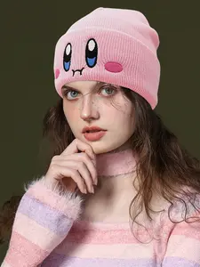 1Pc Unisex Anime Cartoon Y2K Beanie Fashion Elastic Embroidery Knitted Hat Skull Cap Suitable For Street Hip-Hop Outdoor Activities To Keep Warm, Dome & Rimless,One Size Fits All Winter Fall