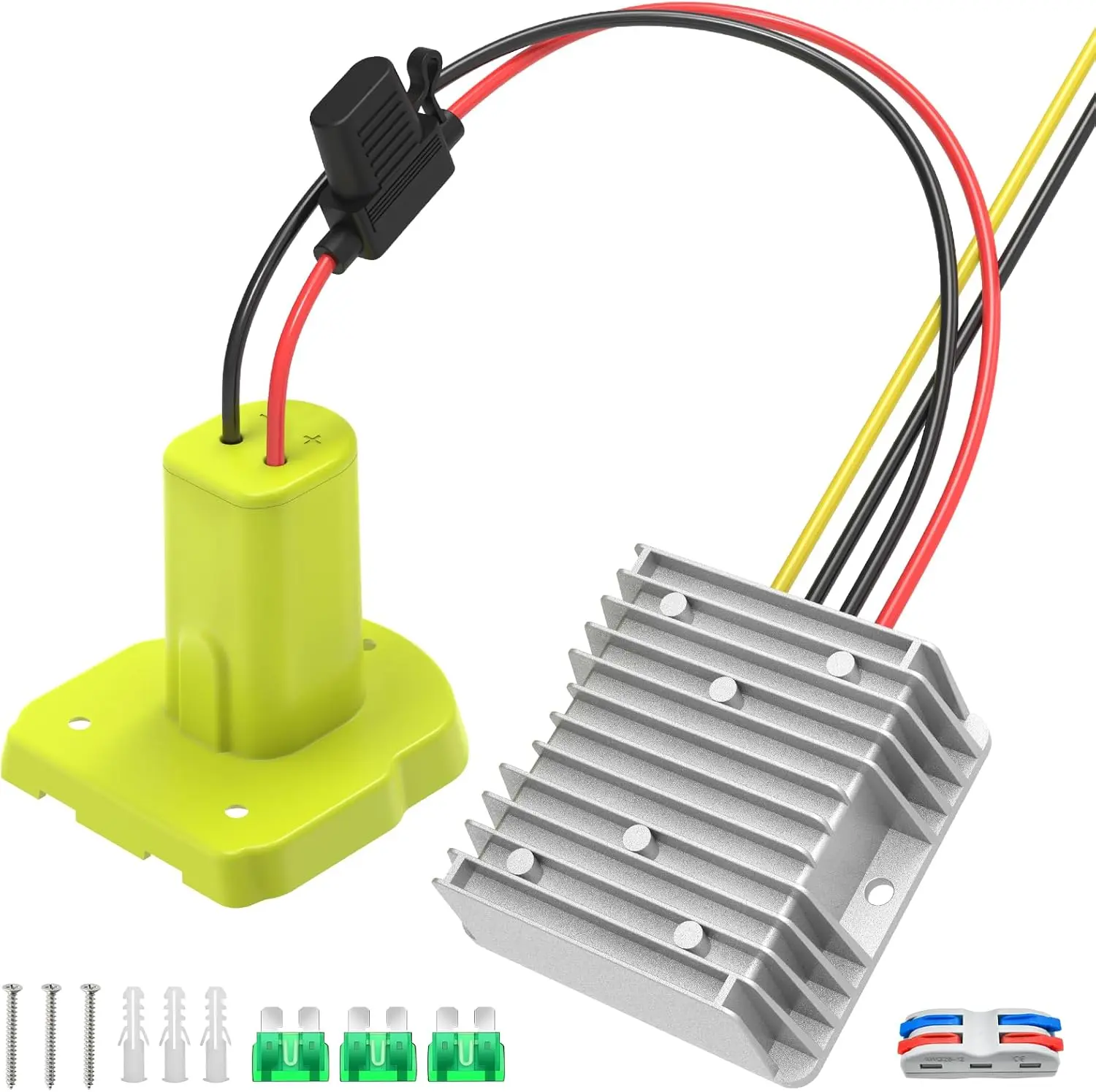 18V to 12V DC Buck Converter - 240W 12V/20A with 30A Fuse, 96% Efficiency, Compatible with Ryobi 18V Power Tools, Ideal for Power Wheels, Speakers, Golf Carts, DIY Projects, LED Strip Lights
