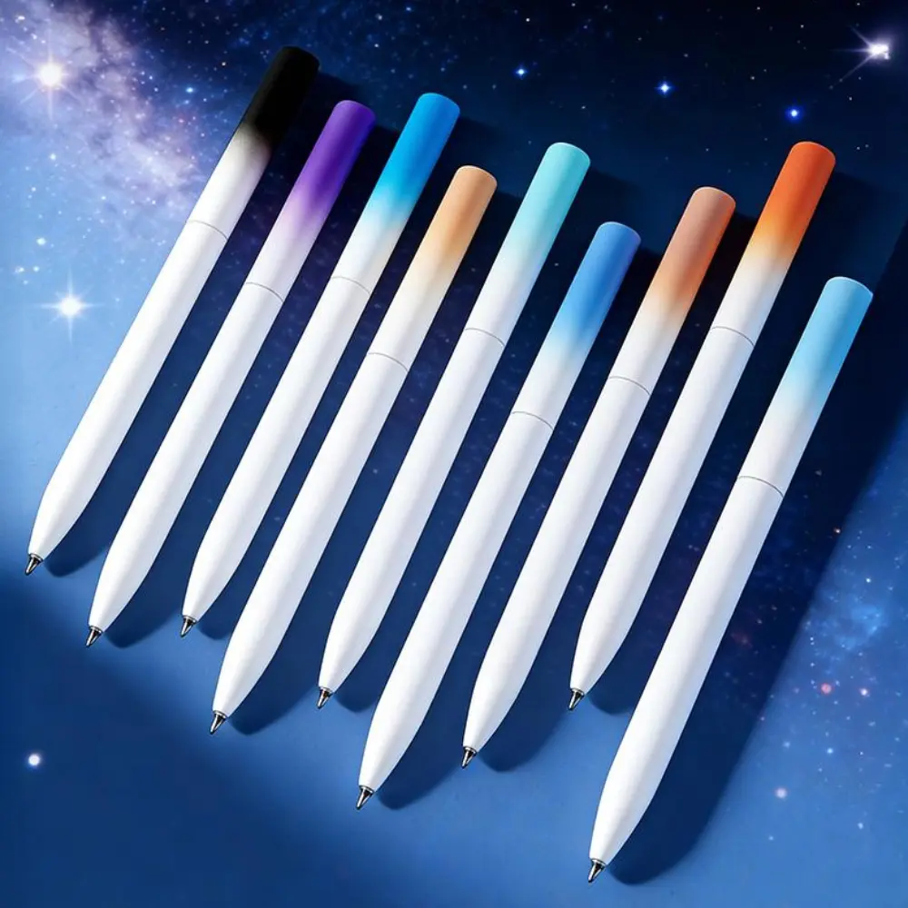 9 Minimalist Mini Planet Theme Retractable Gel Pens - Color-Blocking Design, Smooth Ink, Quick Dry, Fast-Drying, Large Capacity Black Pens for DIY, Office Writing