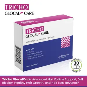 GlocalCare Tricho Hair Loss Prevention - Stimulates Hair Follicles with Saw Palmetto, Grape Seed Extract, L-Cystine, Biotin, Folate