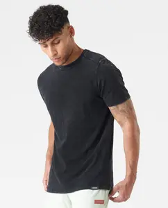 Aviation Tee Split-Hem Washed Black, Small