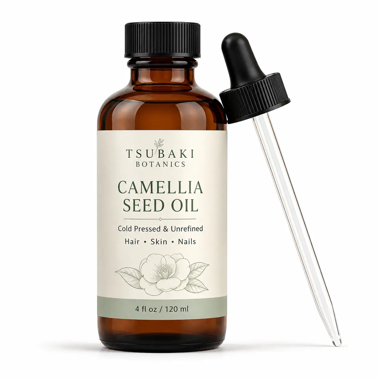 Japanese Camellia Seed Oil – Cold Pressed Tsubaki Oil for Hair, Skin, Face, Nails & Scalp Massage