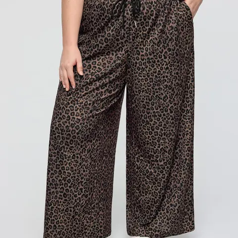 【Easter's Haul】【Baggy】Bloomchic Leopard Print Drawstring Waist Pants Casual Fit Trouser Women Pocket thick thigh pants work outfits women baggy pants wide leg sweatpants work pants women pantalones de mujer
