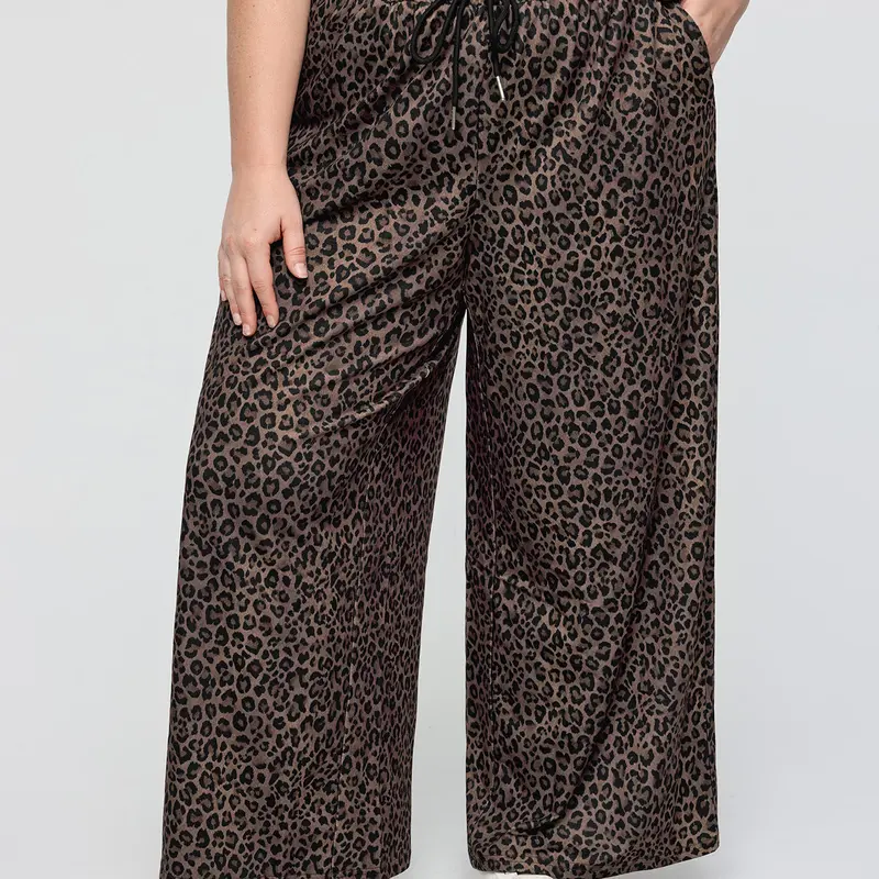 【Easter's Haul】【Baggy】Bloomchic Leopard Print Drawstring Waist Pants Casual Fit Trouser Women Pocket thick thigh pants work outfits women baggy pants wide leg sweatpants work pants women pantalones de mujer