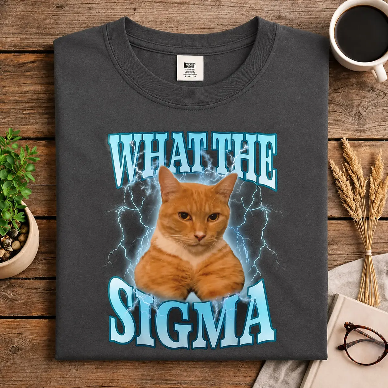 Meme shirts, Funny shirts, Boyfriend gift, Girlfriend gift, What The Sigma Meme Cat Ironic Brainrot T-Shirt Menswear Oversized Top Unisex