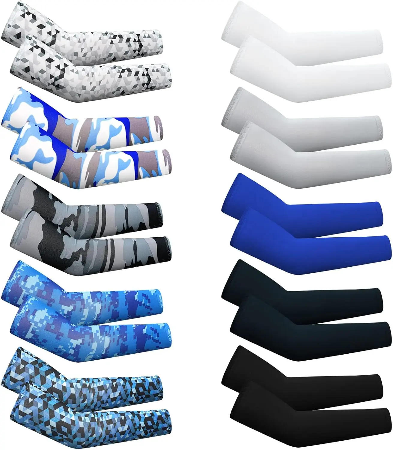 10 Pairs Kids' Sports Compression Arm Sleeves, UV Protection, for Basketball, Football, Baseball, Sporty Sleeves & Support, Football Fashion, Fitness for Everyone, Sporty Sports Sleeves & Support