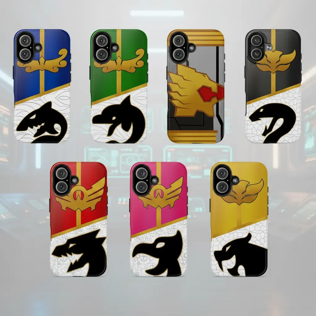 P0wer Rangers Megaforce Phone Case for iPhone & Samsung Galaxy | Goseiger Ranger Armor Animal Emblem Design | Custom Protective Fan Cover Gift