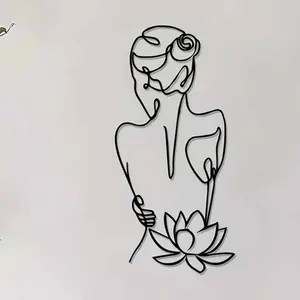 Lotus Design Wall Art, 2D Metal Wall Decor, Wall Hanging Decor for Home Living Room Bedroom, Meditation Gift, Home Decor, Stickers