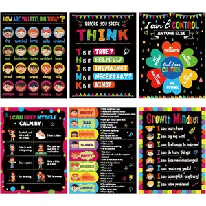 Feelings Posters, 6 count Wall Art for Classroom, Coping Strategies for , Behavior Management Posters, Emotions Chart, Calm Down Corner Decorations