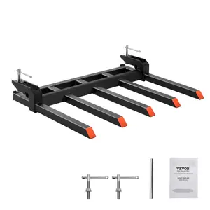 【Spotlight Day】VEVOR Clamp on Debris Forks to 48" Bucket, 2600 lbs Capacity Heavy Duty Clamp on Pallet Forks Bucket Attachments, Fit for Loader Bucket Skidsteer Tractor to Clean up Fallen Limbs Debris or Yard Wwaste