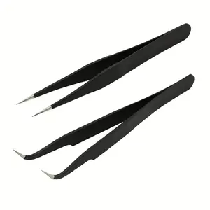 Eyelash Extension Tweezer Set, 2-Piece Stainless Steel Multi-Functional Tweezers, Curved Design for Perfect Lash Application