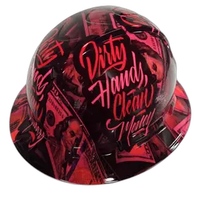 Pink Dirty Hands Clean Money - Custom Hydro Dipped Full Brim Hard Hat