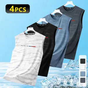 Men’s breathable, quick-dry tank top set (4/3/2/1 piece), featuring unique prints that are stylish and eye‑catching, suitable for both everyday casual wear and sports fitness. Made from skin-friendly polyester fiber, the classic crew neck design fits comf