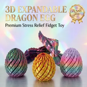 3D Printed Fidget Sensory Toy Twistable Dinosaur Egg, Expandable PLA Spiral Desk Toy, Rotating Tactile Egg for Desk Play & Display, Holographic Gift Pouch, 7.5 cm, 80 g