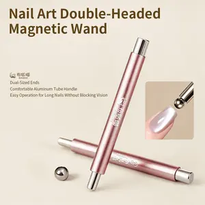 Professional Double-Headed Cat Eye Nail Magnet, No Blocking Vision Magnetic Wand for Long Nails, DIY Nail Art Tool