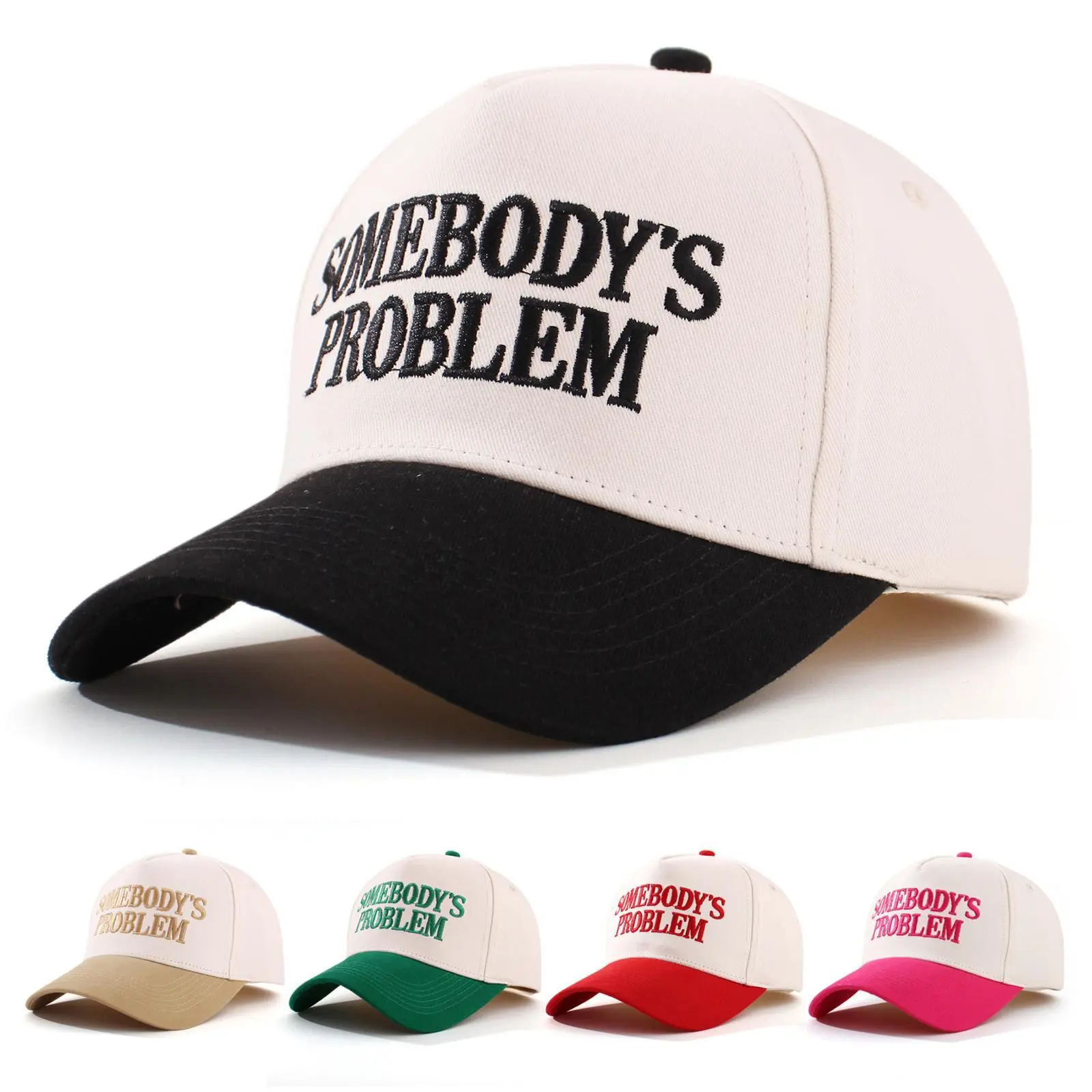 "Somebody's Problem" Embroidered Cotton Classic Trucker Hat - Adjustable Casual Baseball Cap, Summer Outdoor Sports Accessory, Trendy Gift for Men & Women, Embroidered Cotton Hat