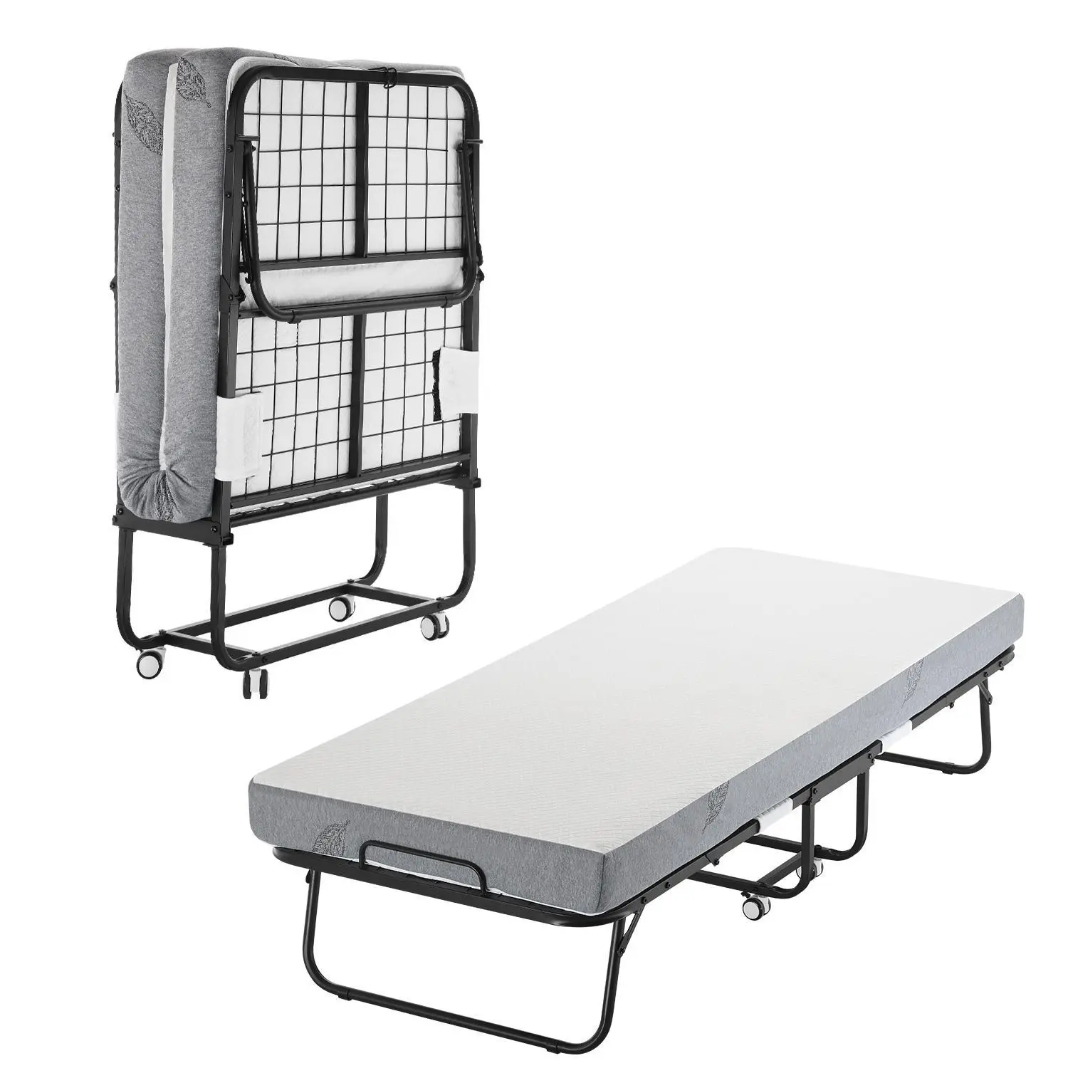 【summerfinds】VEVOR Rollaway Bed, 31 in x 75 in Folding Bed with 5 in Mattress, Twin Size Foldable Bed with Sturdy Metal Frame & Memory Foam Mattress, Portable Twin Roll Away Bed with Mattress, for Adults, Guest