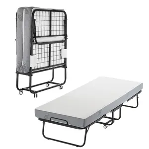 VEVOR Rollaway Bed, TikTokShopBlackFriday, 31 in x 75 in Folding Bed with 5 in Mattress, Twin Size Foldable Bed with Sturdy Metal Frame & Memory Foam Mattress, Portable Twin Roll Away Bed with Mattress, for Adults, Guest