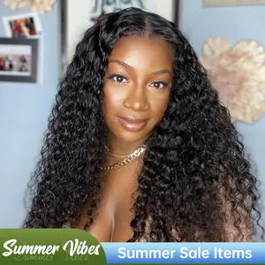 CindiRiver Water Wave Human Hair Wig 5x5 HD Lace Closure Pre Cut Lace and Bleached Knots Wear Go Glueless Natural Hairline Elastic Non Slip 3 Size Adjustable
