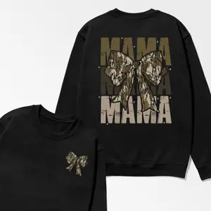 Mama Camo Coquette Bow Sweatshirt,  Camo Coquette Bow Tee, Deserted Hunters Wives Sweatshirt, Camo Hunting Wife Hoodie Women