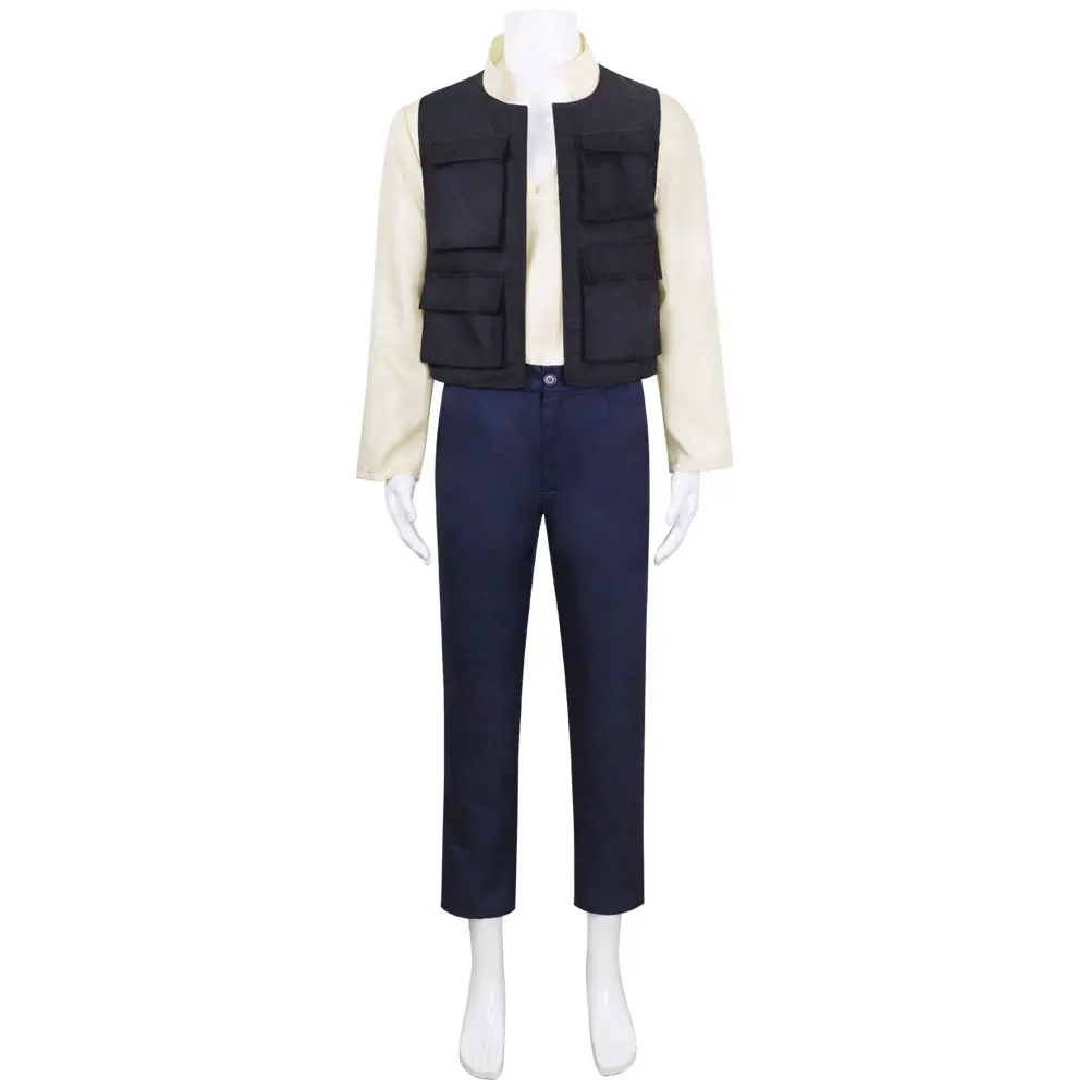 Han Solo Black Vest Beige Shirt Navy Pants Cosplay Costume Set for Comic Con