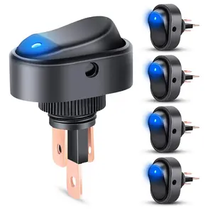 Nilight 5Pcs 12V 30A Round Toggle LED Switch with Blue LED Indicator