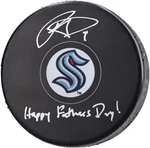 Ryan Donato Seattle Kraken Autographed Hockey Puck with "Happy Father's Day!" Inscription - NHL Auctions Exclusive - Fanatics Authentic Certified