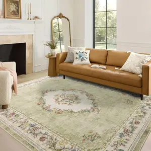 Vintage Floral Area Rug, Non-slip Soft Floor Mat, Decorative Carpet for Home Living Room Bedroom, Home Decor Accessories