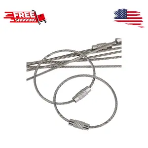 5 Inch/10 Inch Wire Keychain Cable Large Stainless Steel Key Ring Loop Holder, 20/50/100 Pack