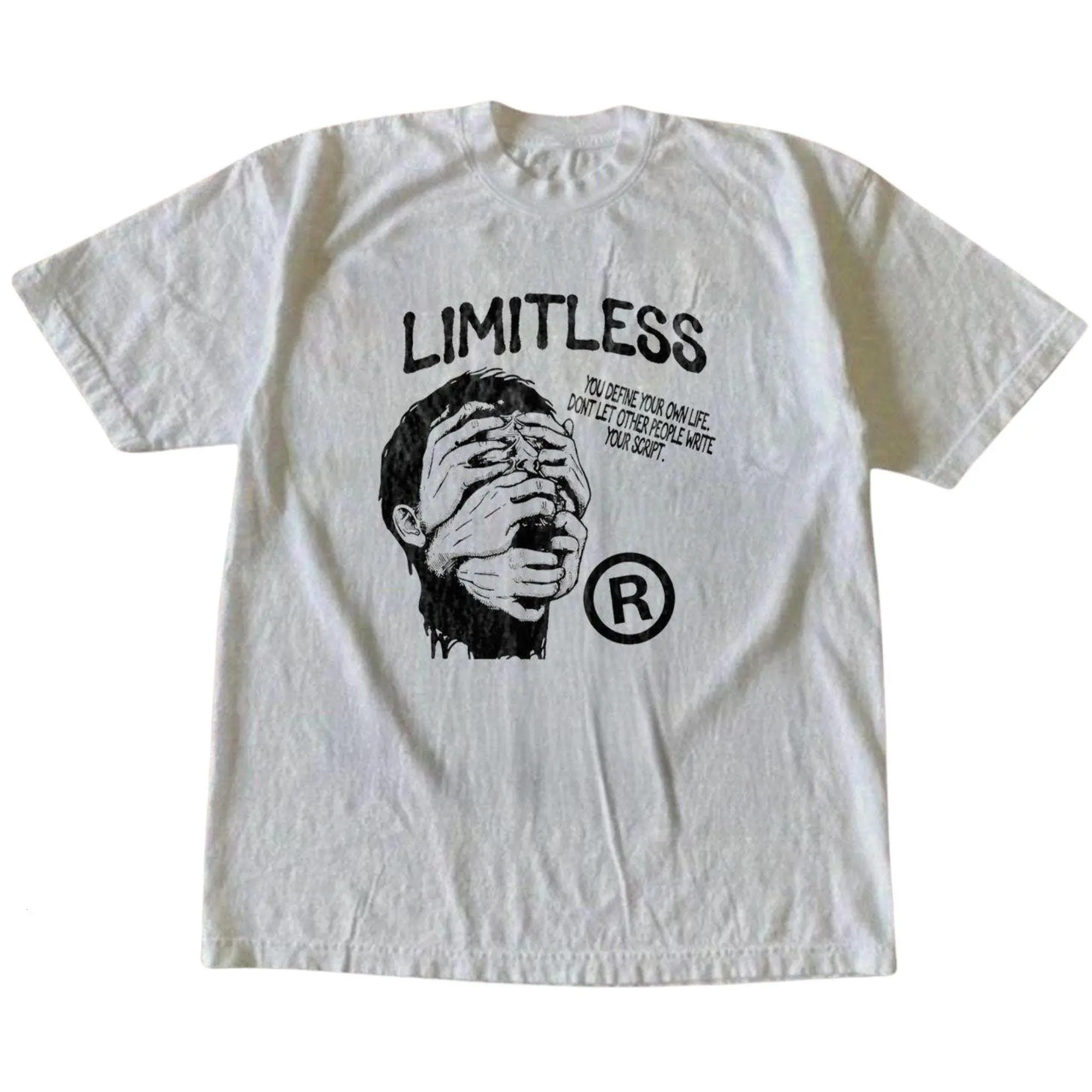 Manga Covered Eyes Tee - White Hand Drawn Anime Shirt