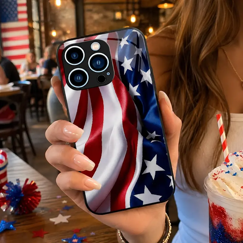 Patriotic American Flag Phone Case Compatible with iPhone 18 17 16 15 14 13 12 11 & Samsung Galaxy S26 S25 S24 S23 S22, 4th of July Slim Protective Cover ---985