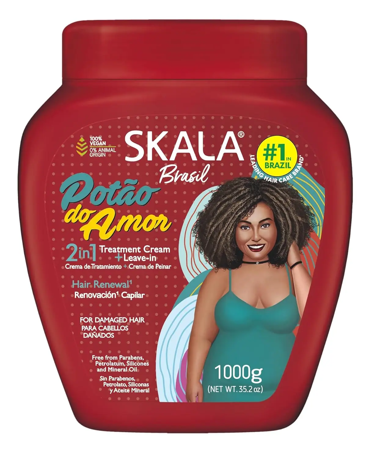 Skala Potão do Amor Hair Cream - 35.2 oz Love Jar, Salon-Quality Plant-Based Nourishing Cleanser with Cleansing Blend, Repair & Smoothing Daily Conditioner & Mask for Adults (Any Hair Type, Single Item), Haircare, Curly Hair Product