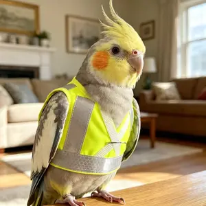 Reflective Bird Vest with Leash, Parrot Reflective Clothing, Pet Bird Harness, Diaper for Birds, Pigeon Flight Suit, 1pc Set