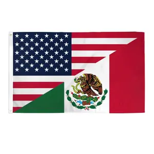 Mexico and USA flag 3x5ft friendship