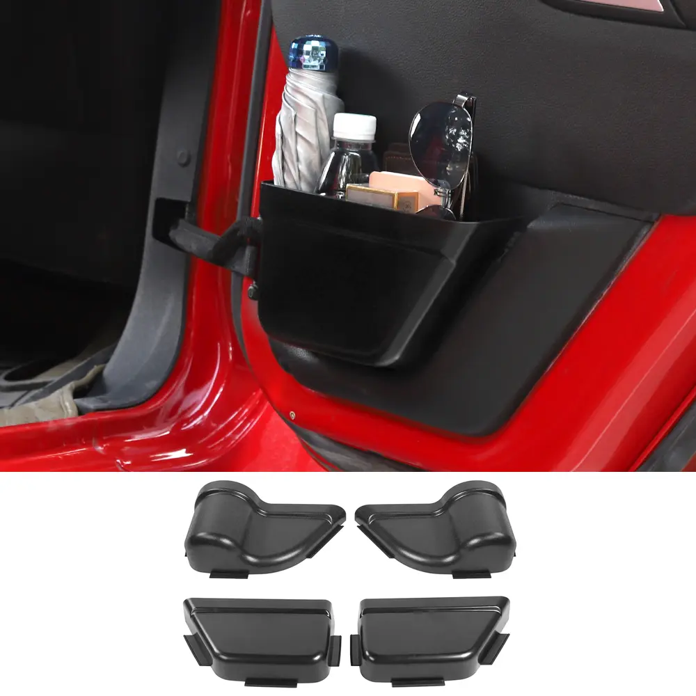 100% Brand New ABS Car Interior Stowing Door Net Pocket Organizer - 4-Items/Set 37*22*13 cm Laser-Cut Easy-Install Accessory, Fits 2011-2017 Wrangler JK Front Rear Doors & Trunk, 4-Items/Set Interior Front Rear Door Net Pocket Storage Box