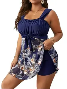 New modelConservative Swimsuit for Women - Plus Size Separated - Skirt Style with Tummy Control tankini suit High-Elasticity Underwire Trendy Scallop Trim One-Piece Neon Stitch Double Strap Bikini Set Diamond Neckline back cover