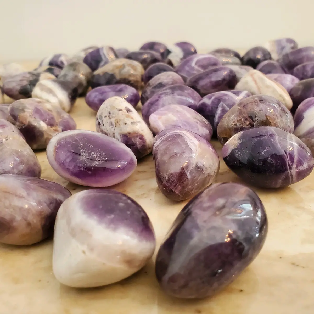 Chevron Amethyst Tumbled Crystals