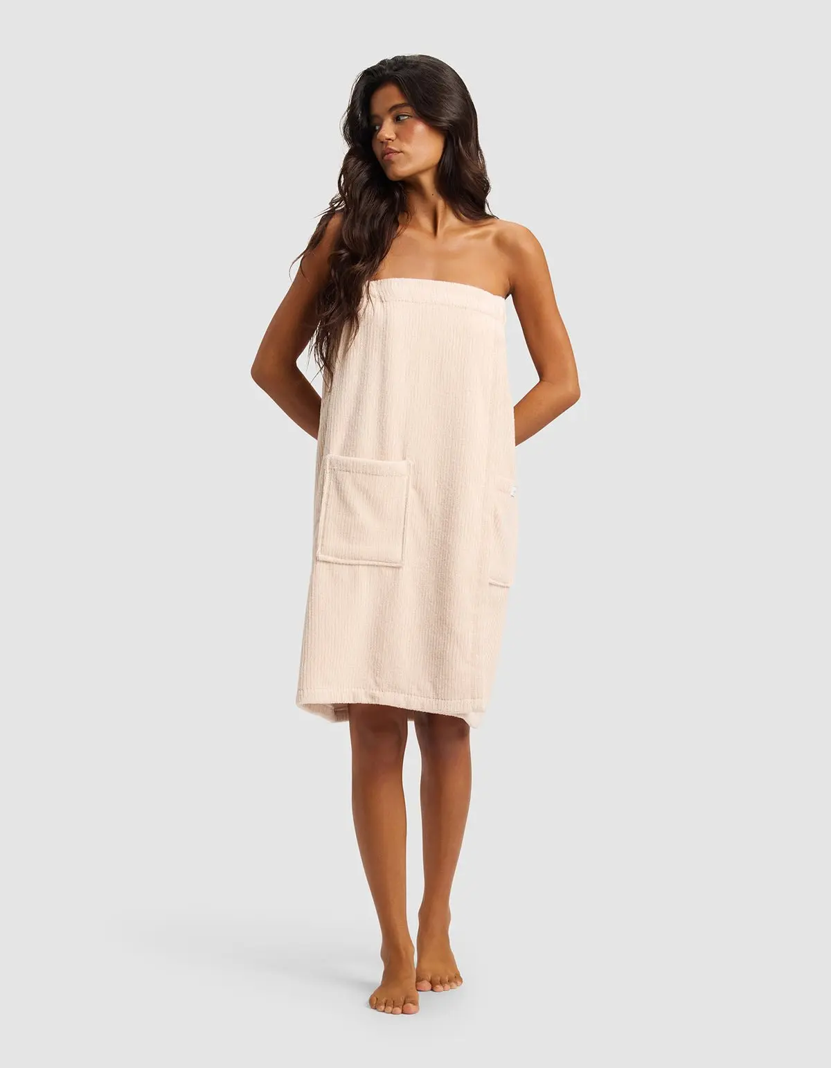 Cozy Earth Ribbed Terry Bath Wrap | Ultra-Soft Bamboo Viscose & Cotton Bath Wrap with Adjustable Fit