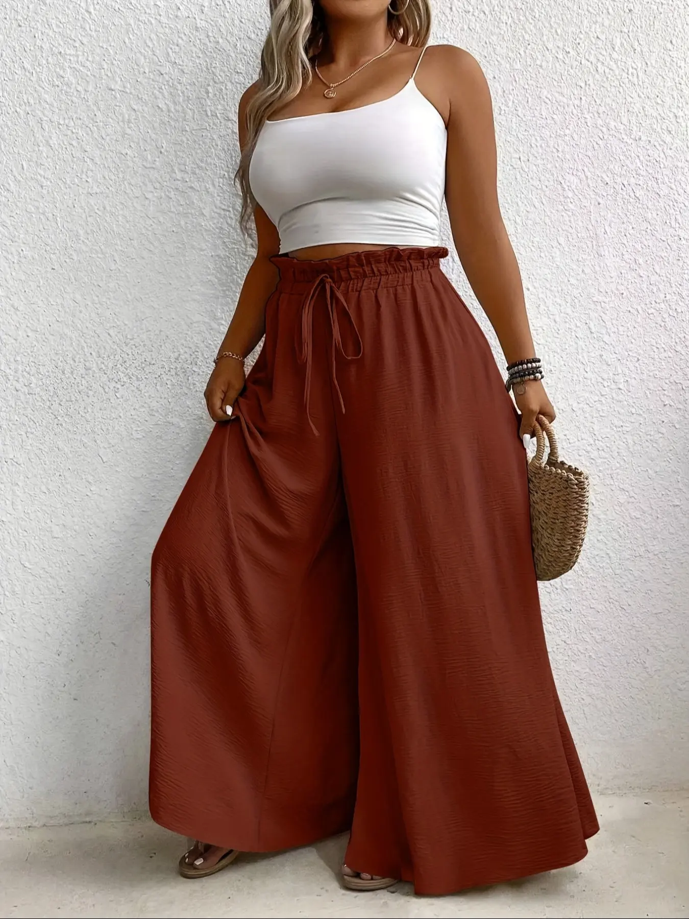 Elegant Plus Size Women's Wide Leg Pants, Loose Fit Commuter Style, Drapey  Casual Trousers, Trendy Women's Clothing, Womenswear - TikTok Shop