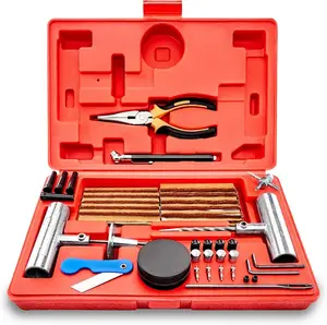 Universal Heavy Duty Tire Repair Kit 57-Piece Complete Set for Cars Trucks Motorcycles ATVs Jeeps RVs Tractors Plugging Small Tire Holes