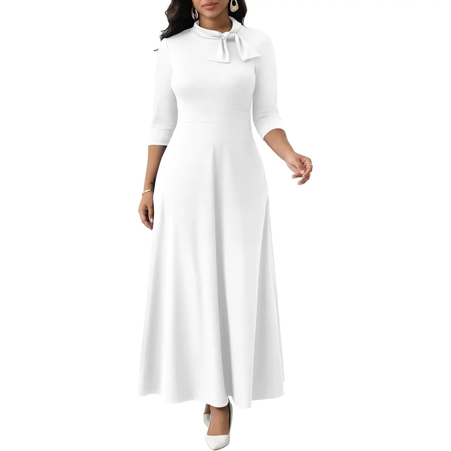 Maxi Dress for Women Long Elegant 3/4 Sleeve Bow Tie Neck A Line Casual Party Church Dresses with Pockets - TikTok Shop Maxi Dress for Women Long Elegant 3/4 Sleeve Bow Tie Neck A Line Casual Party Church Dresses with Pockets - TikTok Shop