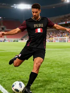 2026 Football World Cup Peru Flag Home Jersey Soccer T-Shirt, Men Women Sport Casual Short Sleeve Round Neck, Summer Breathable Printed Jersey