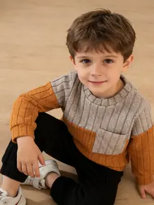 Boys' Two-Piece Set, Long Sleeve Sweatshirt and Patchwork Pants, Stylish Kids, Ages 1-8, Fall & Winter Fashion