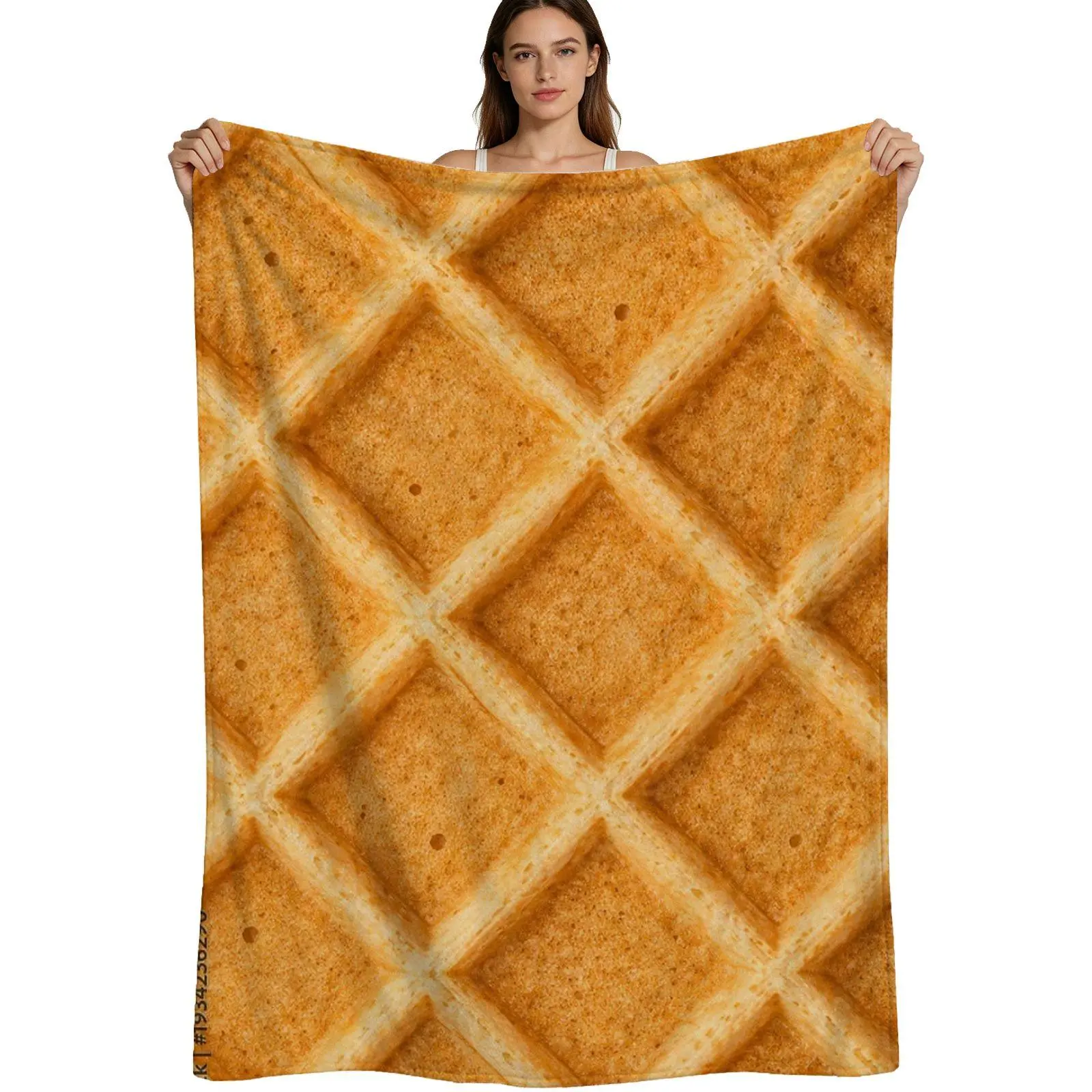 Cozy Style, Warm Flannel Blanket, Waffle Grid Pattern, Soft Textured Fabric, For Home And Travel Use, 4 Sizes Available Single Pack