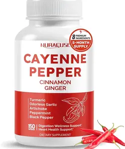 Cayenne Pepper 8-in-1 Formula - with Cinnamon, Ginger Turmeric, Odorless Garlic, Artichoke Non-GMO, Gluten-Free, Soy-Free