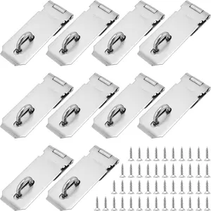 10 PCS Stainless Steel Heavy Duty Security Padlock Hasp Latch with Mounting Screws for Doors and Cabinets