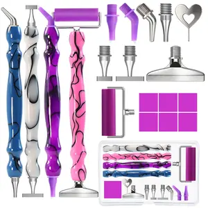 Adult Diamond Painting Brush Set, Diamond Art Tools, Includes Drill Bead Pen, Screw Nib, Multi-Function Tips, 6 Clay Blocks, Leather Paper Cutter, Wheel Tool Accessories, Diamond Painting Kits