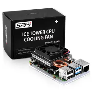 52Pi Raspberry Pi 4 Fan, Raspberry Pi Ultra Thin ICE Tower Cooler, Raspberry Pi PWM Cooling Fan with Raspberry Pi Heatsink for Raspberry Pi 4 Model B Only