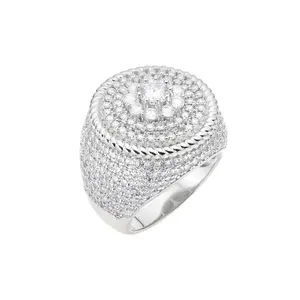 Mens Moissanite Diamond Round Cluster Iced Designer Ring